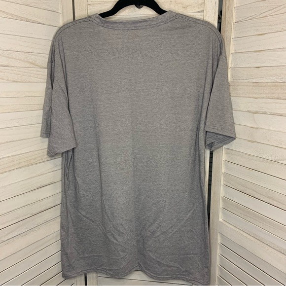 Fruit of the Loom Platinum Light Gray Pinstripe V Neck Short Sleeve Shirt L - Picture 2 of 6